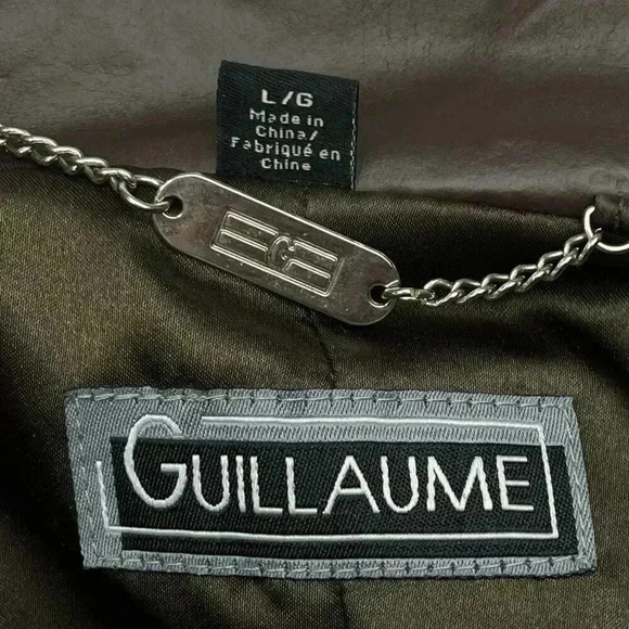 Guillaume Leather Jacket Large – Brown Basket-Weave Trim,‎ Genuine Leather - Picture 9 of 11